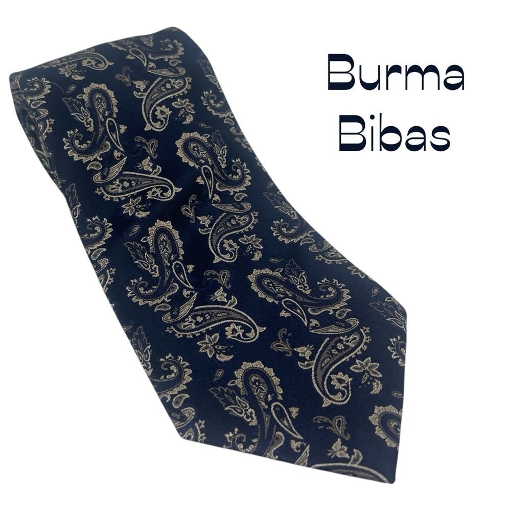 Burma Bibas Black Gold Paisley Silk Necktie